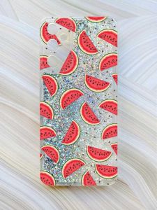 Чохол з плаваючими блискітками на Samsung Galaxy A05s (A057) Сріблястий :: Кавуновий фон (принт 344)