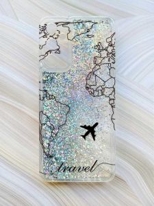 Чохол з плаваючими блискітками на Samsung Galaxy A05s (A057) Сріблястий :: Карта. Контур (принт 330)