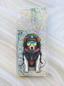 Чохол з плаваючими блискітками на Samsung Galaxy A05s (A057) Сріблястий :: Пес Патрон (принт 4)