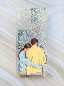 Чохол з плаваючими блискітками на Samsung Galaxy A05s (A057) Сріблястий :: Українська пара (принт 14)
