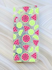 Чохол з плаваючими блискітками на Samsung Galaxy A14 5G Срібний :: Кавуни и лайм (принт 345)