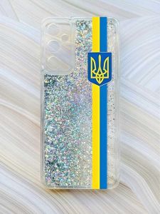 Чохол з плаваючими блискітками на Samsung Galaxy A14 5G Срібний :: Стрічка Україна (принт 253)