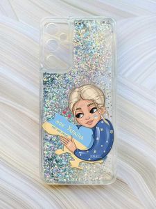 Чохол з плаваючими блискітками на Samsung Galaxy A14 5G Срібний :: Моя Україна (принт 24)