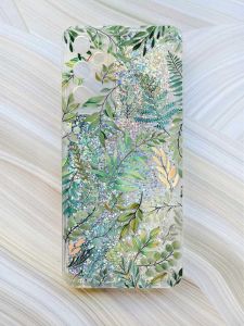 Чохол з плаваючими блискітками на Samsung Galaxy A14 5G Срібний :: Рослинний фон (принт 377)