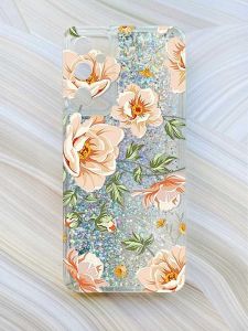 Чохол з плаваючими блискітками на Samsung Galaxy A14 5G Срібний :: Квіти пастельні (принт 277)