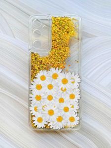Чохол з плаваючими блискітками на Samsung Galaxy A15 (A155) Золотий :: Букет ромашок (принт 40)