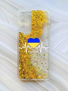 Чохол з плаваючими блискітками на Samsung Galaxy A15 (A155) Золотий :: В ритмі ЗСУ (принт 71)