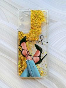 Чохол з плаваючими блискітками на Samsung Galaxy A34 5G (A346) Золотий :: Ніжки (принт 60)