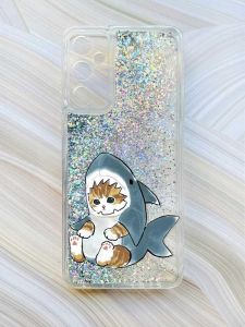 Чохол з плаваючими блискітками на Samsung Galaxy A15 (A155) Срібний :: Кошеня (принт 120)