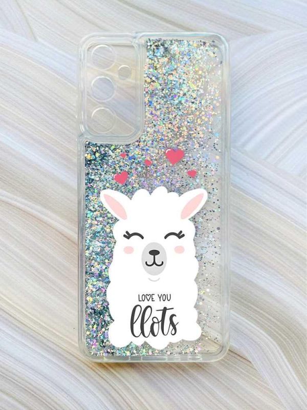Чохол з плаваючими блискітками на Samsung Galaxy A34 5G (A346) Сріблястий :: Лама (принт 94)