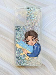 Чохол з плаваючими блискітками на Samsung Galaxy A34 5G (A346) Сріблястий :: Моя Україна (принт 2)