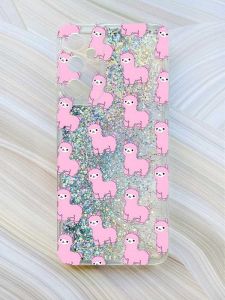 Чохол з плаваючими блискітками на Samsung Galaxy A15 (A155) Срібний :: Лами рожеві (принт 101)