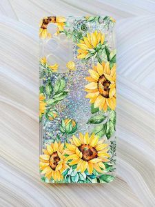 Чохол з плаваючими блискітками на Samsung Galaxy A34 5G (A346) Сріблястий :: Соняхи (принт 288)