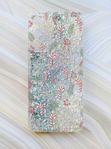 Чохол з плаваючими блискітками на Samsung Galaxy A15 (A155) Срібний :: Новорічний фон (принт 199)