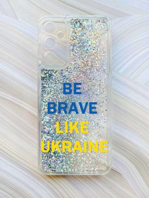 Чохол з плаваючими блискітками на Samsung Galaxy A34 5G (A346) Сріблястий :: Сміливість (принт 5)