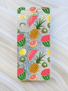 Чохол з плаваючими блискітками на Samsung Galaxy A34 5G (A346) Сріблястий :: Фруктовий мікс (принт 347)