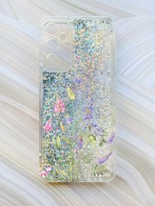 Чохол з плаваючими блискітками на Samsung Galaxy A34 5G (A346) Сріблястий :: Квіткова ідилія (принт 382)