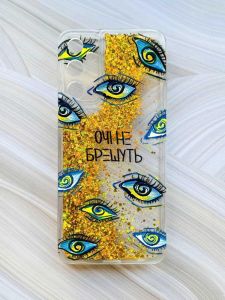 Чохол з плаваючими блискітками на Samsung Galaxy A35 (A356) Золотий :: Очі (принт 358)