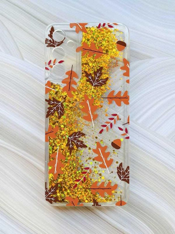 Чохол з плаваючими блискітками на Samsung Galaxy A35 (A356) Золотий :: Осінь (принт 107)
