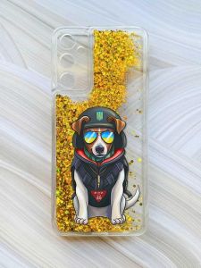 Чохол з плаваючими блискітками на Samsung Galaxy A24 (A245) Золотий :: Пес Патрон (принт 4)