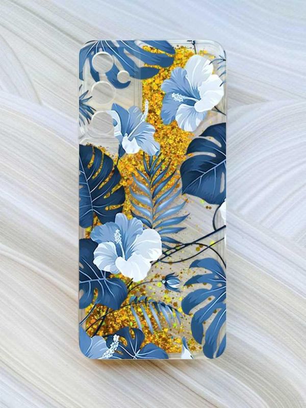 Чохол з плаваючими блискітками на Samsung Galaxy A35 (A356) Золотий :: Тропіки (принт 373)