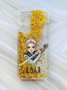 Чохол з плаваючими блискітками на Samsung Galaxy A35 (A356) Золотий :: Українська захисниця (принт 170)