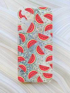 Чохол з плаваючими блискітками на Samsung Galaxy A24 (A245) Сріблястий :: Кавуновий фон (принт 344)