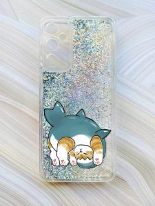 Чохол з плаваючими блискітками на Samsung Galaxy A35 (A356) Сріблястий :: Котик акула (принт 378)