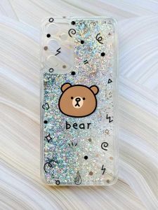 Чохол з плаваючими блискітками на Samsung Galaxy A24 (A245) Сріблястий :: Ведмедик (принт 76)