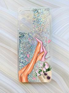 Чохол з плаваючими блискітками на Samsung Galaxy A24 (A245) Сріблястий :: Ніжки (принт 62)