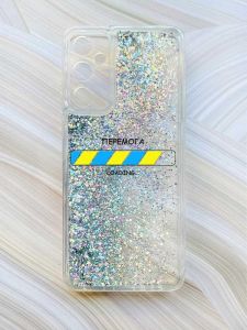 Чохол з плаваючими блискітками на Samsung Galaxy A24 (A245) Сріблястий :: Перемога Завантаження (принт 88)